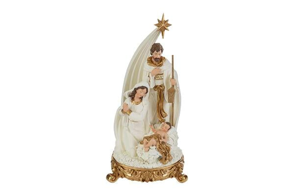 SCULTURA SACRA FAMIGLIA BIANCO E ORO