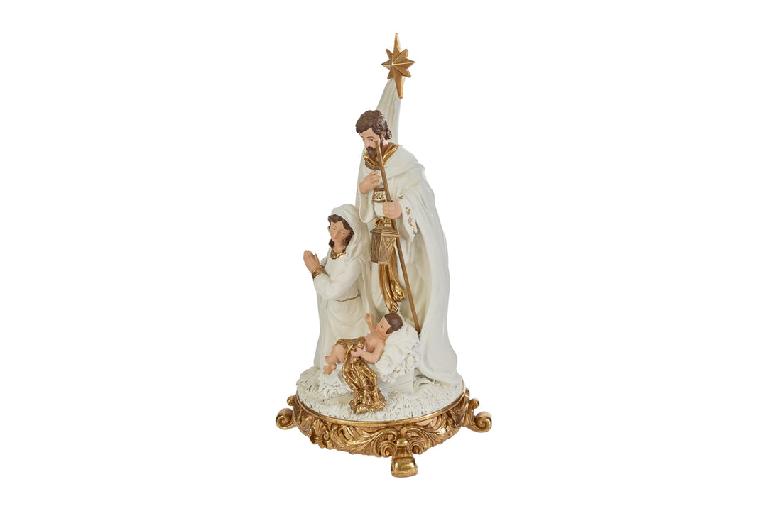 SCULTURA SACRA FAMIGLIA BIANCO E ORO