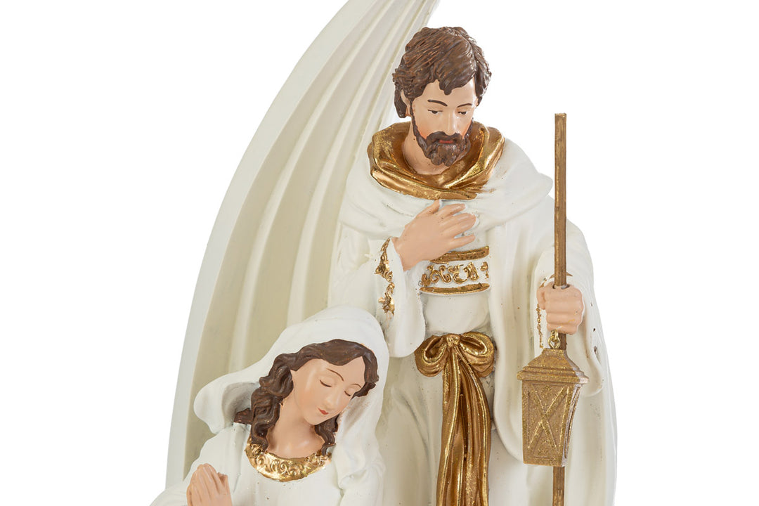 SCULTURA SACRA FAMIGLIA BIANCO E ORO