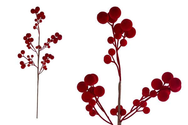 TRALCIO DI BACCHE IN VELLUTO ROSSO