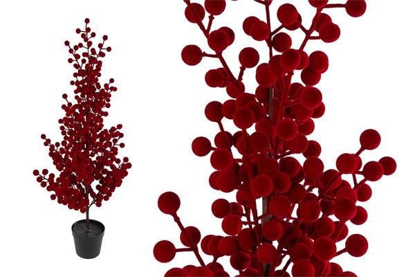 ALBERELLO DI BACCHE IN VELLUTO ROSSO