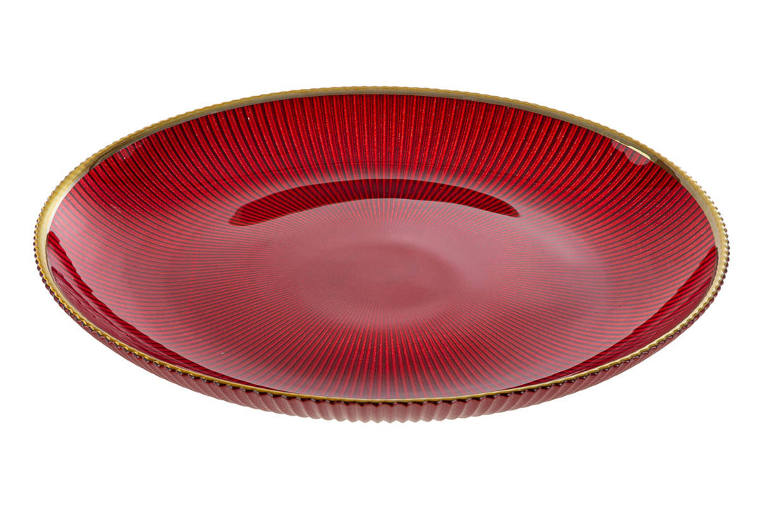 SET 6 PIATTI PIANI ROSSO CON FILO ORO