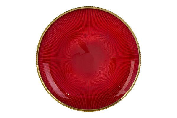 SET 6 PIATTI PIANI ROSSO CON FILO ORO