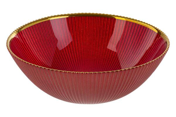 SET 6 PIATTI FONDI ROSSO CON FILO ORO