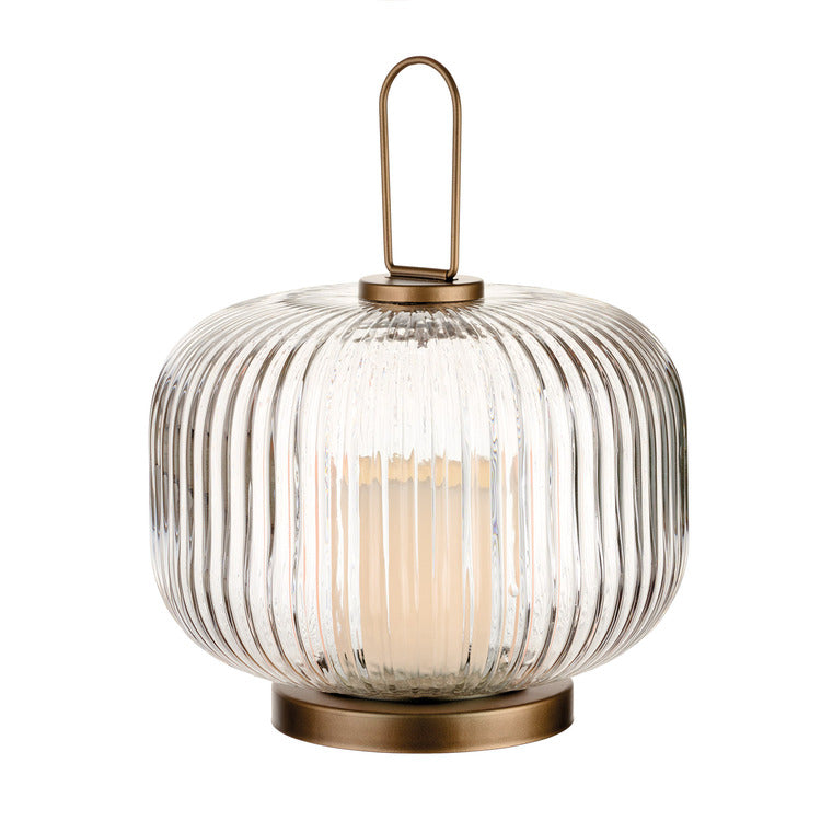 LANTERNA GRANDE IN VETRO TRASPARENTE CON LED (Ø 24x21h)