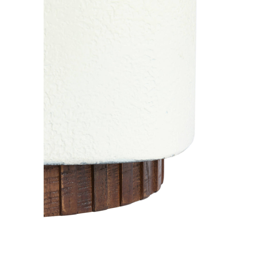 TAVOLINO DA SALOTTO IN LEGNO TEAK BIANCO CON BASE MARRONE (37x34x40 cm)