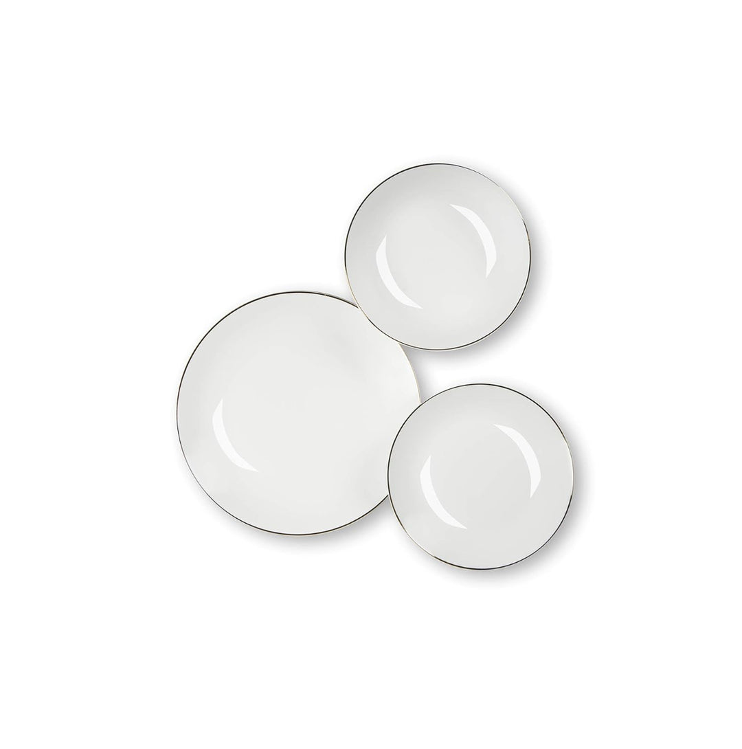 SERVIZIO 18 PIATTI IN CERAMICA GOLDEN IN BIANCO