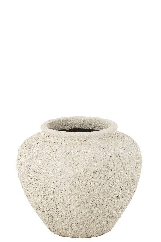 VASO ROTONDO IN CEMENTO BIANCO