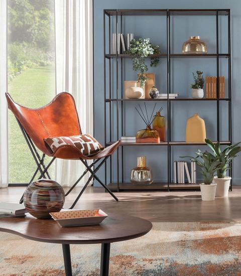 LIBRERIA CON STRUTTUTRA IN METALLO NERO E LEGNO