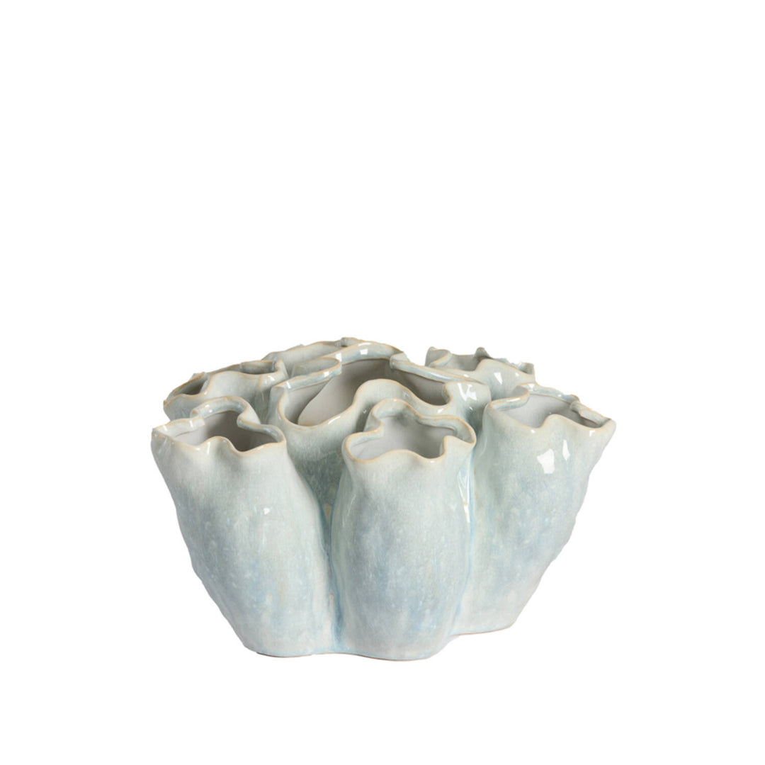VASO DECORATIVO MODELLATO AZZURRO E CREMA