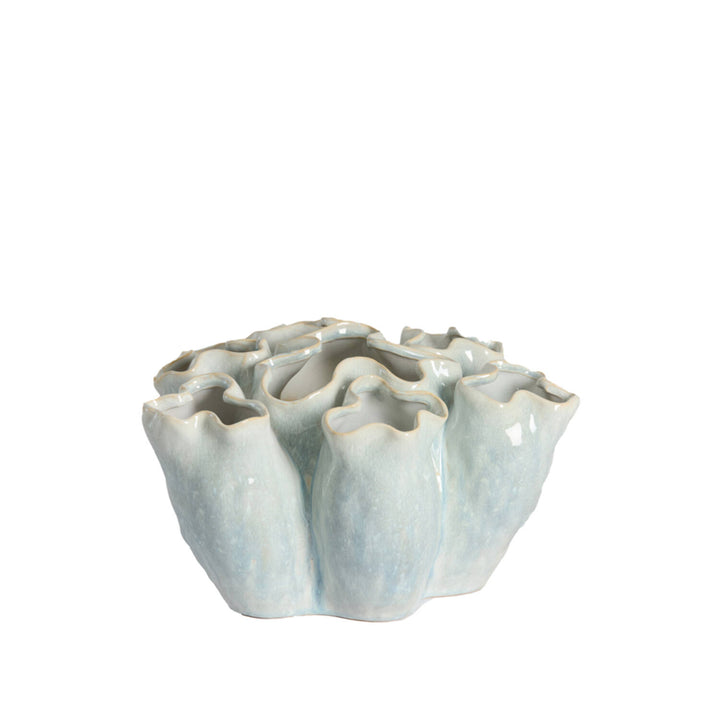 VASO DECORATIVO MODELLATO AZZURRO E CREMA