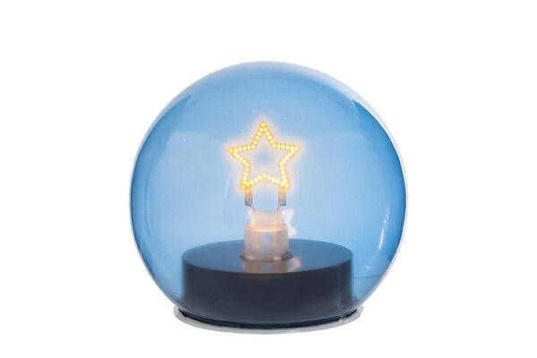 LAMPADA SFERA CON STELLINA IN VETRO BLU