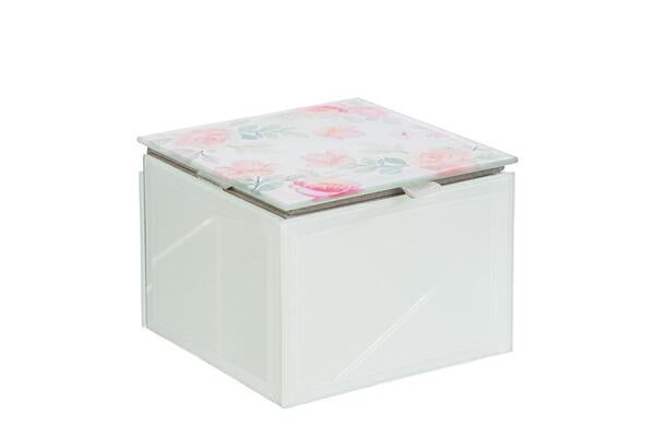 SCATOLA DECORO FIORI IN VETRO