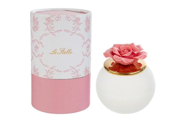 SCATOLA CON CANDELA IN VETRO ROSA CORAL
