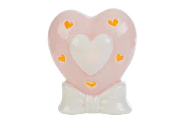 CUORE IN PORCELLANA CON LED ROSA