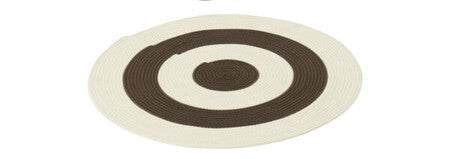 TAPPETO ROTONDO RIGATO MARRONE SCURO E BIANCO