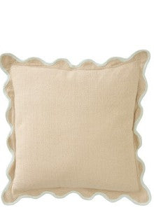 CUSCINO IN TESSUTO BEIGE CON BORDINO BLU