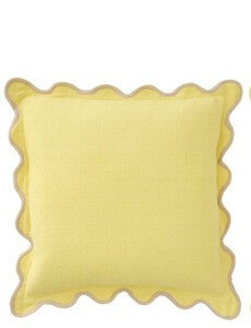 CUSCINO IN TESSUTO GIALLO CON BORDINO BEIGE