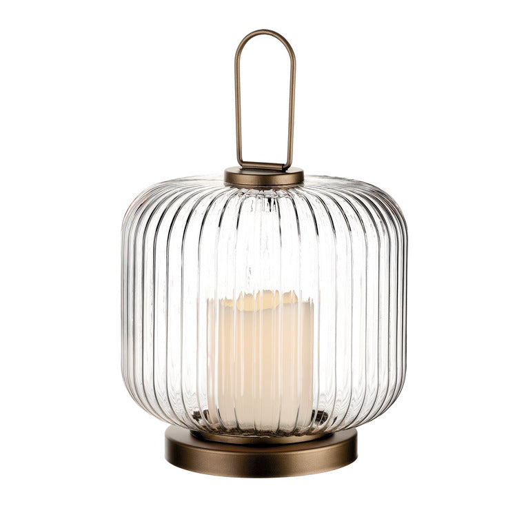 LANTERNA PICCOLA IN VETRO TRASPARENTE CON LED (Ø 20,5x21h)