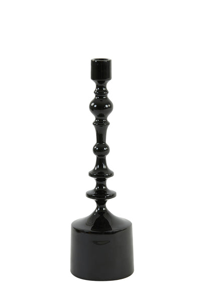 PORTACANDELE ROTONDO IN METALLO NERO (Ø10x34 cm)