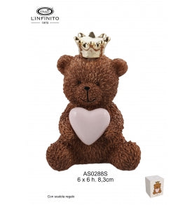 TEDDY CON CUORE ROSA E CORONA ORO