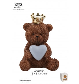 TEDDY CON CUORE BLU E CORONA ORO