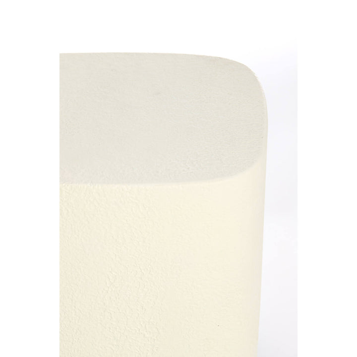 TAVOLINO DA SALOTTO IN LEGNO TEAK BIANCO CON BASE MARRONE (37x34x40 cm)