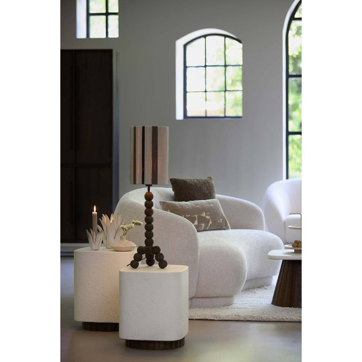 TAVOLINO DA SALOTTO IN LEGNO TEAK BIANCO CON BASE MARRONE (37x34x40 cm)