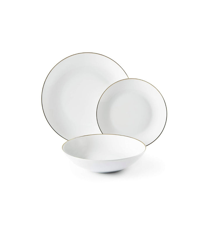 SERVIZIO 18 PIATTI IN CERAMICA GOLDEN IN BIANCO