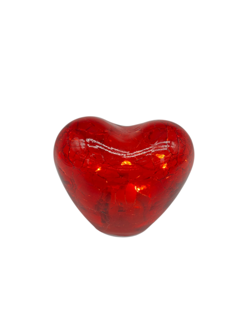 CUORE ROSSO IN VETRO CRACK CON LED
