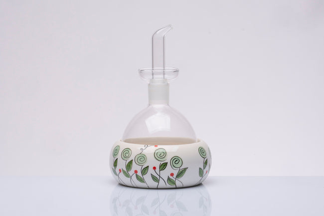 OLIERA IN VETRO ROSE VERDE