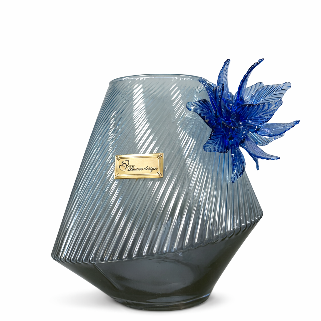 VASO SAMIRA BLU CON FIORE