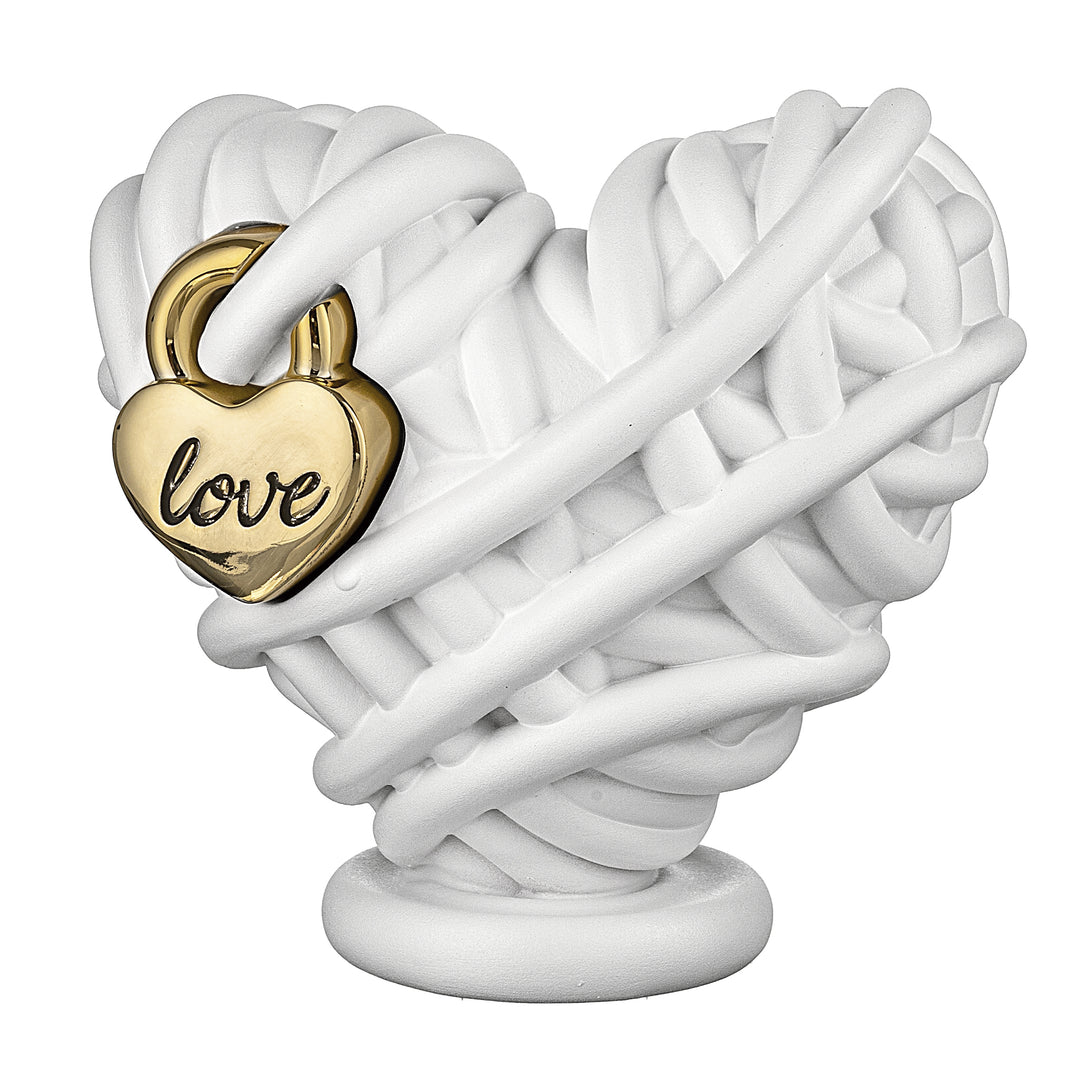 SCULTURA CUORE GOMITOLO BIANCO