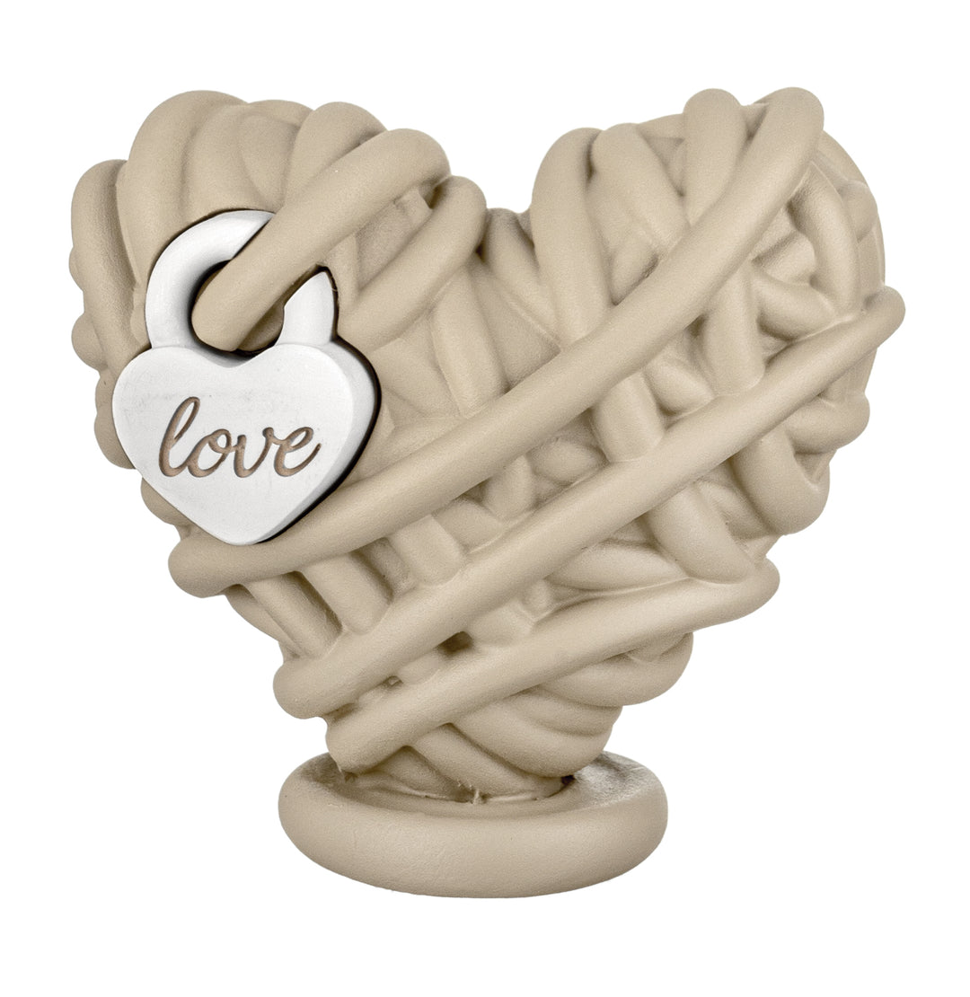 SCULTURA CUORE GOMITOLO NOCCIOLA