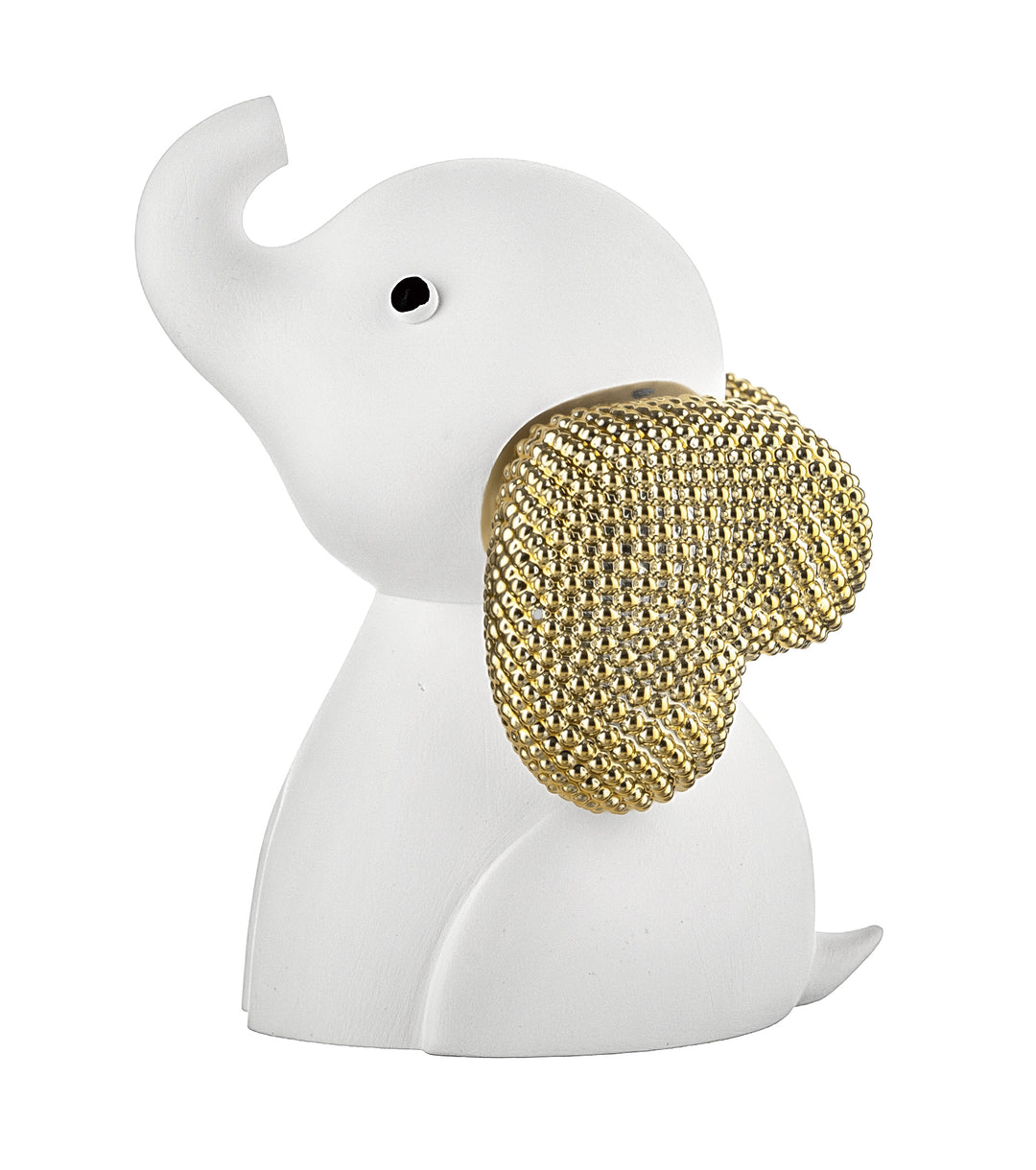 SCULTURA ELEFANTINO GRANDE BIANCO E ORO