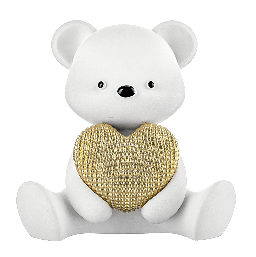 SCULTURA ORSETTO PICCOLO BIANCO E ORO