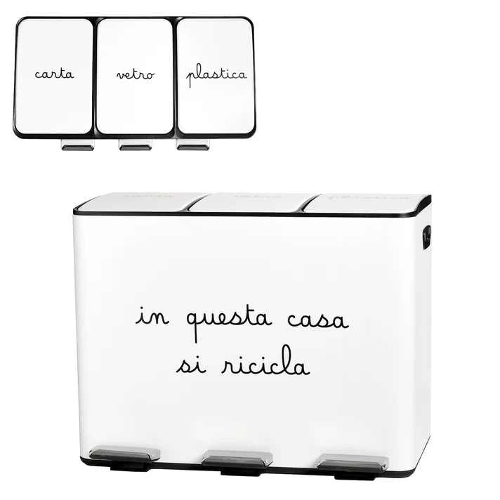 PATTUMIERA "IN QUESTA CASA SI RICICLA" BIANCA