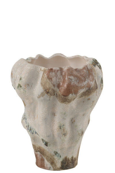 VASO IN ARGILLA A FORMA DI ANEMONE CON RAPPRESENTAZIONE DELLA LUNA ASTRATTA MIX COLOR (36,5x35x42cm)