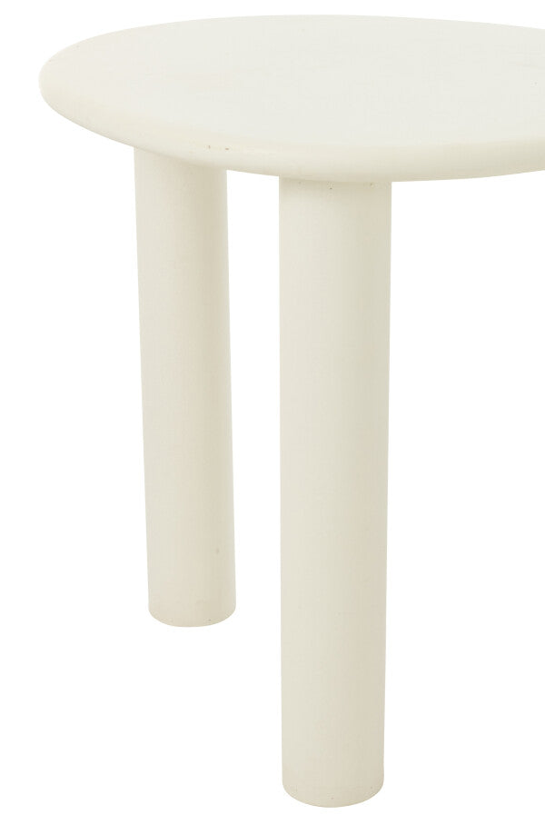 TAVOLINO ROTONDO BASSO IN LEGNO BIANCO (51x43x50cm)