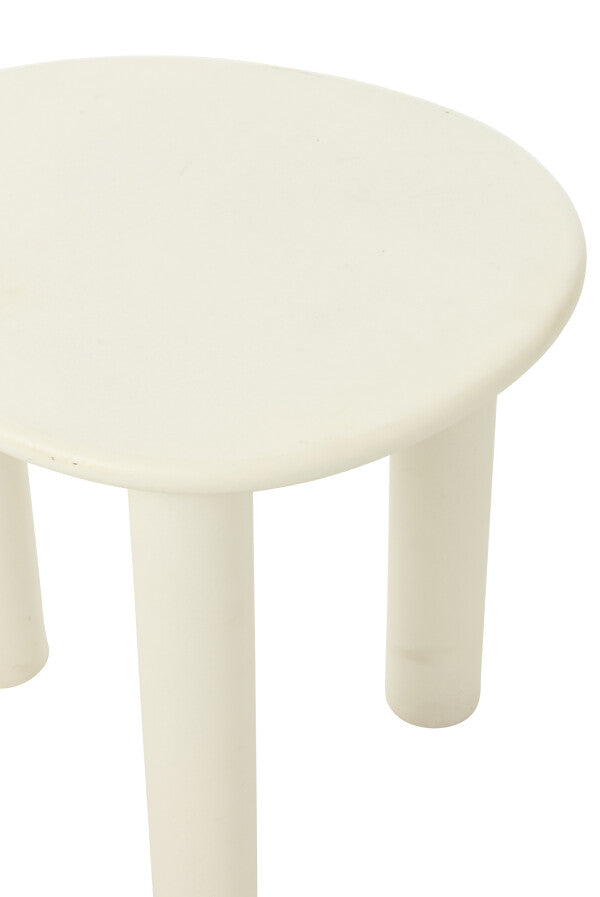 TAVOLINO ROTONDO BASSO IN LEGNO BIANCO (51x43x50cm)