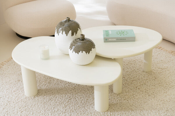 TAVOLINO BASSO IN LEGNO BIANCO (75x66x38cm)