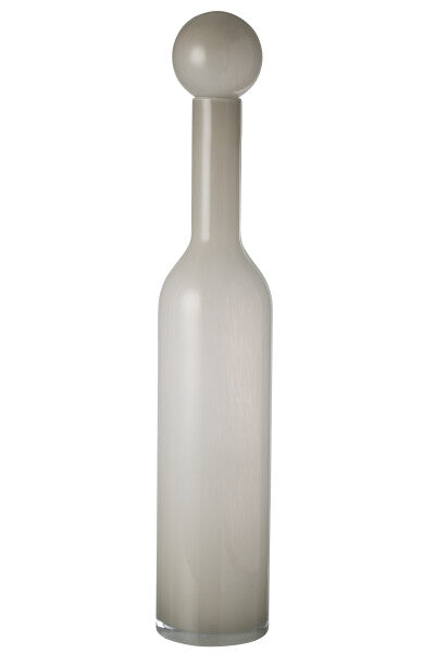 VASO BOTTIGLIA+ TAPPO IN VETRO GRIGIO FUME'