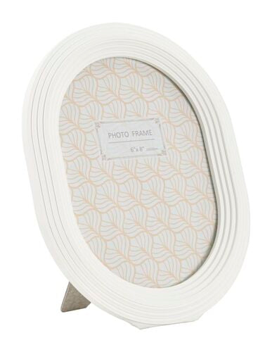 CORNICE OVALE IN PASTA DI CERAMICA BIANCA E VETRO (misura int. 15x20cm)