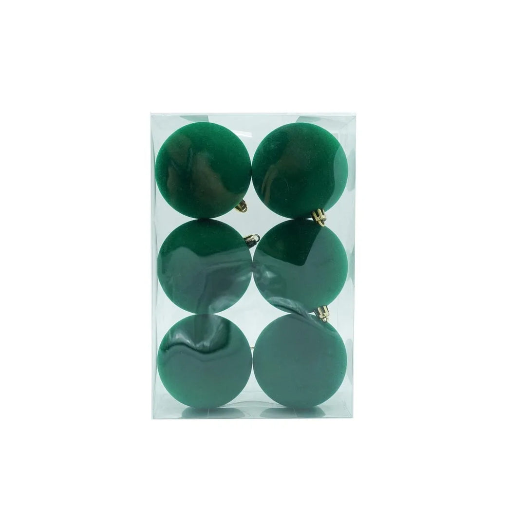 SET 6 SFERE IN VELLUTO VERDE Ø12cm