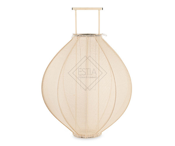 LANTERNA OVALE IN LINO AVORIO CON VETRO (Ã˜ 65x h.95cm)