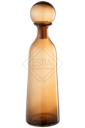 Bottiglia + Tappo Unito Decorativa Alto Vetro Marrone Large(11X11XH.44CM)