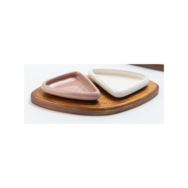 ANTIPASTIERA CON 2 CIOTOLE GEOMETRIC (23x11x5,5cm)-MH814