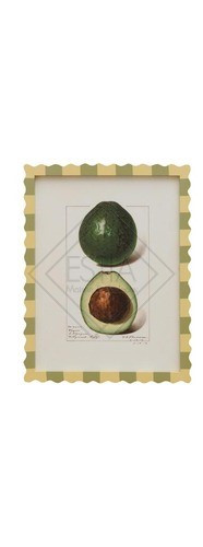 QUADRETTO CON CORNICE IN LEGNO VERDE/GIALLO INTERNO CON AVOCADO (30x40cm)