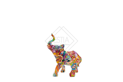 ELEFANTE MULTICOLOR IN RESINA (17.5x6.5xh.22cm)-CON SHOPPER 3697