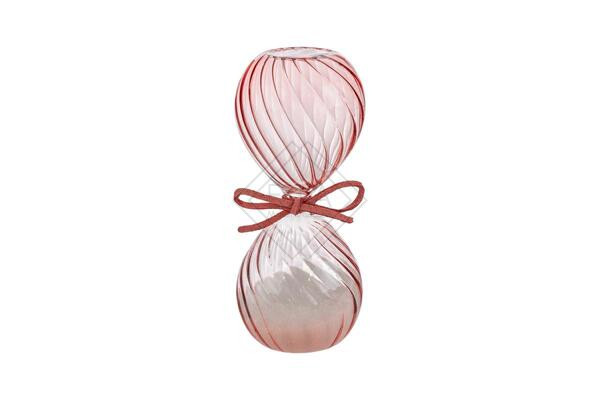 .CLESSIDRA IN VETRO COLOR ROSA C/ASTUCCIO (h.12cm)